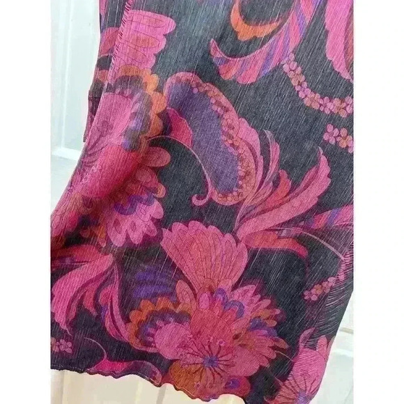 VTG Magenta Floral 90s Chic Avant Garde Jacket Cardigan Size Medium Women’s - Picture 8 of 9